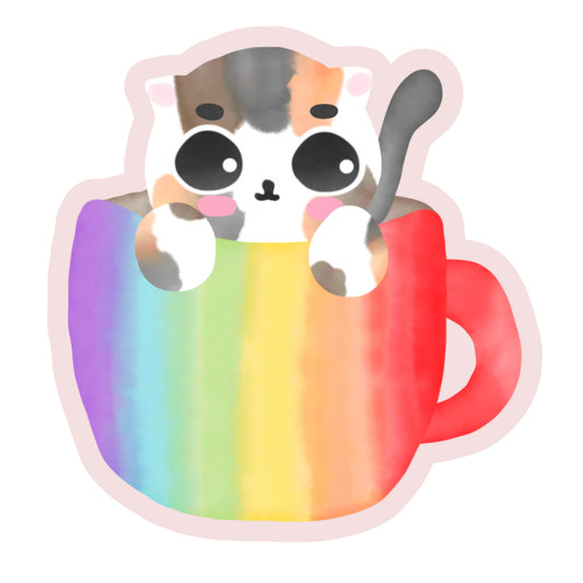 Kitty in the cup Pride | Matte Paper Sticker